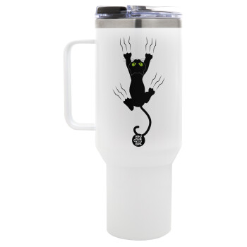 cat grabbing, Mega Stainless steel Tumbler with lid, double wall 1,2L