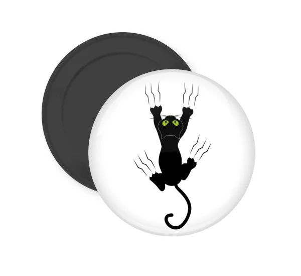 cat grabbing — Round fridge magnet, 5cm