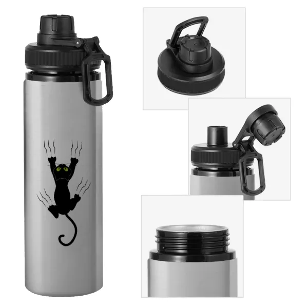 cat grabbing — Metallic water bottle with safety cap, 850ml aluminum