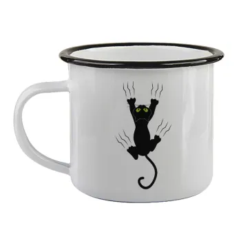 cat grabbing, Κούπα εμαγιέ με μαύρο χείλος 360ml