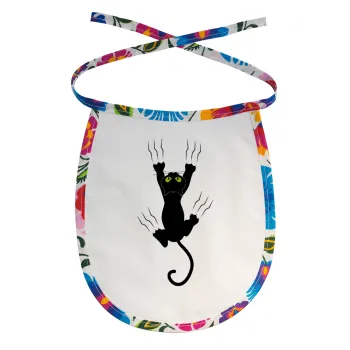 cat grabbing, Σαλιάρα μωρού αλέκιαστη με κορδόνι Χρωματιστή