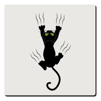 cat grabbing, Τετράγωνο μαγνητάκι ξύλινο 6x6cm