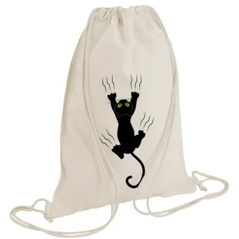 cat grabbing, Backpack bag GYMBAG natural (28x40cm)