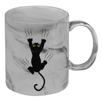 cat grabbing, Mug ceramic marble style, 330ml
