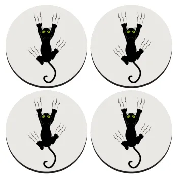 Γατούλα γρατζουνιά, ΣΕΤ 4 Σουβέρ ξύλινα στρογγυλά (9cm)