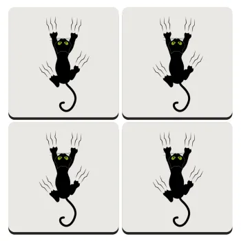 Γατούλα γρατζουνιά, ΣΕΤ 4 Σουβέρ ξύλινα τετράγωνα (9cm)