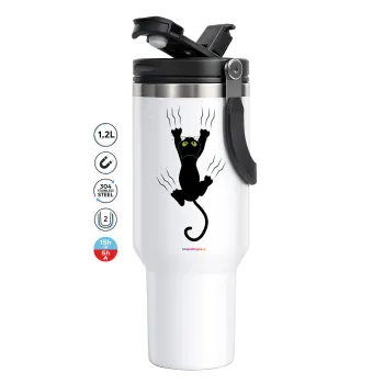 cat grabbing, Mega Stainless steel Tumbler with lid, double wall 1,2L