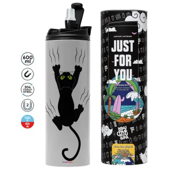 cat grabbing, Tumbler stainless steel GREY 600ml