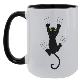 Γατούλα γρατζουνιά, Κούπα Mega 15oz, κεραμική Μαύρη, 450ml