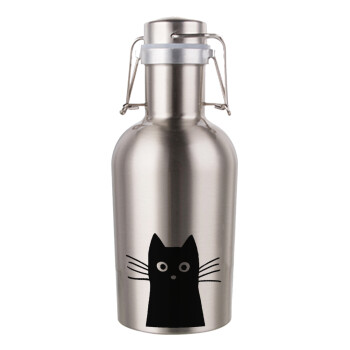 Μαύρη γάτα, Μεταλλικό παγούρι Inox (Stainless steel) με καπάκι ασφαλείας 1L