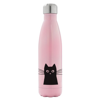 Black Cat, Metal mug thermos Pink Iridiscent (Stainless steel), double wall, 500ml