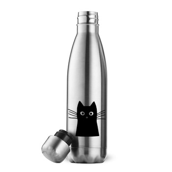 Black Cat, Inox (Stainless steel) double-walled metal mug, 500ml