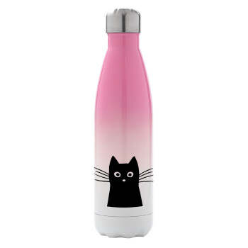 Black Cat, Metal mug thermos Pink/White (Stainless steel), double wall, 500ml