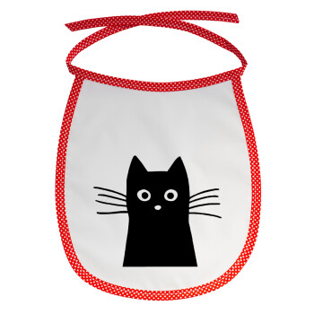 Μαύρη γάτα, Σαλιάρα μωρού αλέκιαστη με κορδόνι Κόκκινη