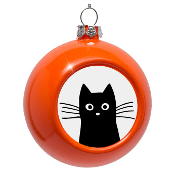 Black Cat, Orange Christmas tree ornament bauble 8cm
