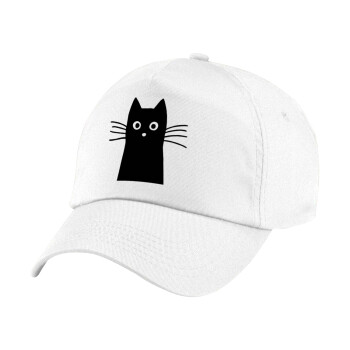 Black Cat, 5-Panel Cap White, 100% Cotton (Twill), (UNISEX, ONE SIZE)