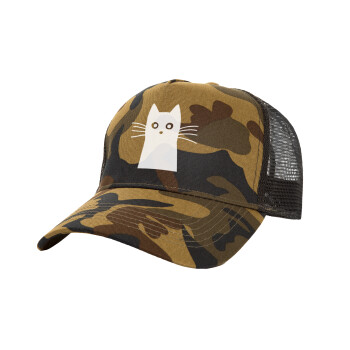 Μαύρη γάτα, Καπέλο Ενηλίκων Structured Trucker, με Δίχτυ, (παραλλαγή) Army (100% ΒΑΜΒΑΚΕΡΟ, ΕΝΗΛΙΚΩΝ, UNISEX, ONE SIZE)