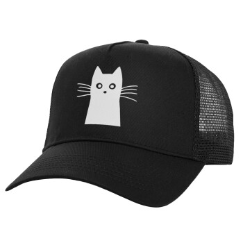 Black Cat, Καπέλο Structured Trucker, Μαύρο, 100% βαμβακερό, (UNISEX, ONE SIZE)