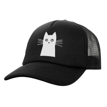 Μαύρη γάτα, Καπέλο Soft Trucker με Δίχτυ Μαύρο 