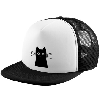 Μαύρη γάτα, Καπέλο Soft Trucker με Δίχτυ Black/White 