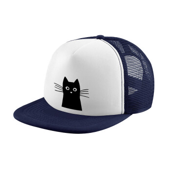 Black Cat, Καπέλο Ενηλίκων Soft Trucker με Δίχτυ Dark Blue/White (POLYESTER, ΕΝΗΛΙΚΩΝ, UNISEX, ONE SIZE)