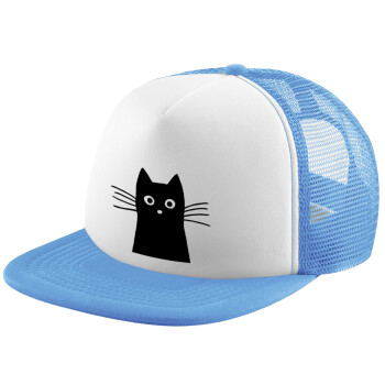 Μαύρη γάτα, Καπέλο Soft Trucker με Δίχτυ Γαλάζιο/Λευκό