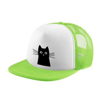 Μαύρη γάτα, Καπέλο Soft Trucker με Δίχτυ Πράσινο/Λευκό