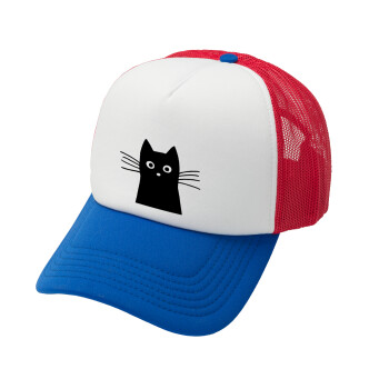 Μαύρη γάτα, Καπέλο Soft Trucker με Δίχτυ Red/Blue/White 