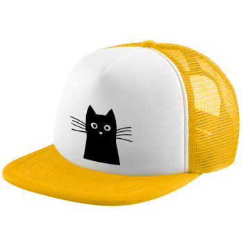 Μαύρη γάτα, Καπέλο Ενηλίκων Soft Trucker με Δίχτυ Κίτρινο/White (POLYESTER, ΕΝΗΛΙΚΩΝ, UNISEX, ONE SIZE)