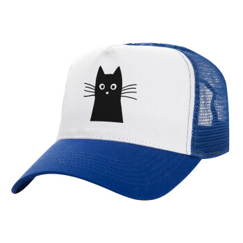 Μαύρη γάτα, Καπέλο Structured Trucker, ΛΕΥΚΟ/ΜΠΛΕ