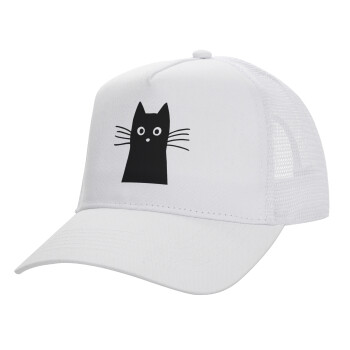 Μαύρη γάτα, Καπέλο Structured Trucker, ΛΕΥΚΟ