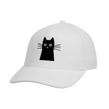 Μαύρη γάτα, Καπέλο παιδικό Baseball, 100% Βαμβακερό, Λευκό