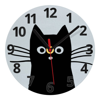 Μαύρη γάτα, Ρολόι τοίχου γυάλινο (20cm)