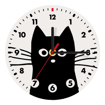 Black Cat, Wooden wall clock (20cm)