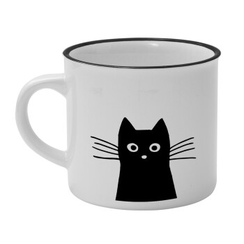 Black Cat, Κούπα κεραμική vintage Λευκή/Μαύρη 230ml