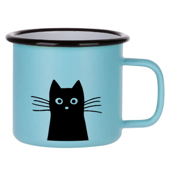 Μαύρη γάτα, Κούπα Μεταλλική εμαγιέ ΜΑΤ σιέλ 360ml