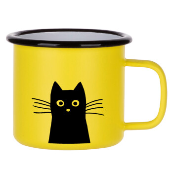 Μαύρη γάτα, Κούπα Μεταλλική εμαγιέ ΜΑΤ Κίτρινη 360ml