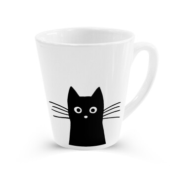 Black Cat, Κούπα κωνική Latte Λευκή, κεραμική, 300ml