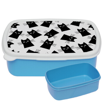 Μαύρη γάτα, ΜΠΛΕ παιδικό δοχείο φαγητού (lunchbox) πλαστικό (BPA-FREE) Lunch Βox M18 x Π13 x Υ6cm