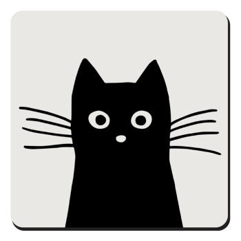 Μαύρη γάτα, Τετράγωνο μαγνητάκι ξύλινο 9x9cm