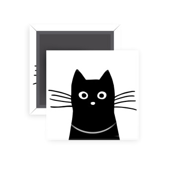 Μαύρη γάτα, Μαγνητάκι ψυγείου τετράγωνο διάστασης 5x5cm