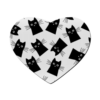 Black Cat, Mousepad heart 23x20cm