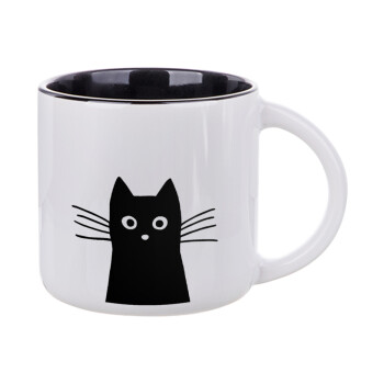 Black Cat, Κούπα κεραμική 400ml Λευκή/Μαύρη
