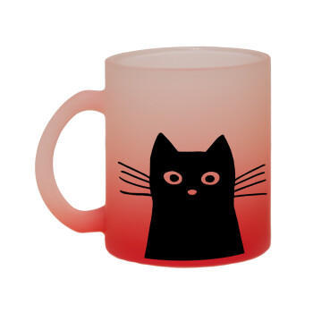 Μαύρη γάτα, Κούπα γυάλινη δίχρωμη με βάση το κόκκινο ματ, 330ml