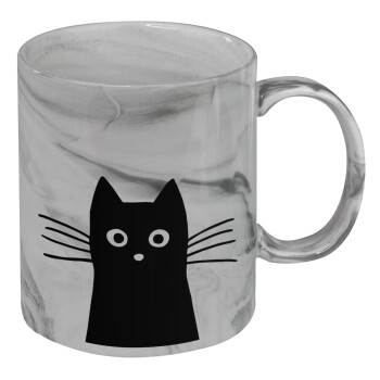 Black Cat, Mug ceramic marble style, 330ml