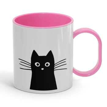Μαύρη γάτα, Κούπα (πλαστική) (BPA-FREE) Polymer Ροζ για παιδιά, 330ml