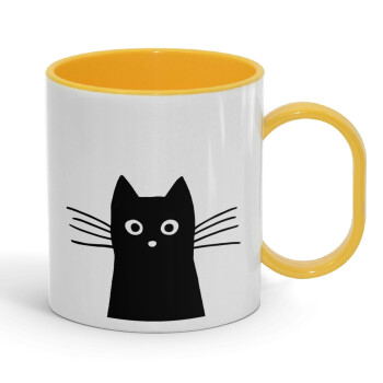 Μαύρη γάτα, Κούπα (πλαστική) (BPA-FREE) Polymer Κίτρινη για παιδιά, 330ml