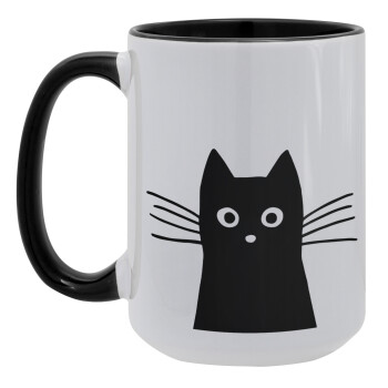 Μαύρη γάτα, Κούπα Mega 15oz, κεραμική Μαύρη, 450ml