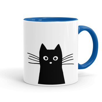 Μαύρη γάτα, Κούπα χρωματιστή μπλε, κεραμική, 330ml