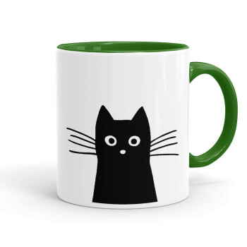 Μαύρη γάτα, Κούπα χρωματιστή πράσινη, κεραμική, 330ml